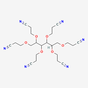 molecular formula C24H32N6O6 B11968832 1,2,3,4,5,6-Hexakis-O-(2-cyanoethyl)hexitol CAS No. 2465-92-1