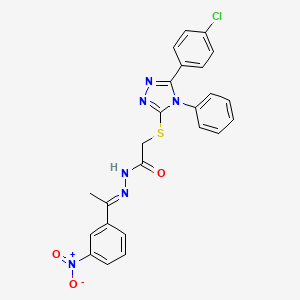 2-{[5-(4-chlorophenyl)-4-phenyl-4H-1,2,4-triazol-3-yl]sulfanyl}-N'-[(1E)-1-(3-nitrophenyl)ethylidene]acetohydrazide