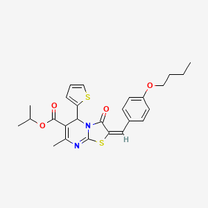 molecular formula C26H28N2O4S2 B11968876 isopropyl (2E)-2-(4-butoxybenzylidene)-7-methyl-3-oxo-5-(2-thienyl)-2,3-dihydro-5H-[1,3]thiazolo[3,2-a]pyrimidine-6-carboxylate 