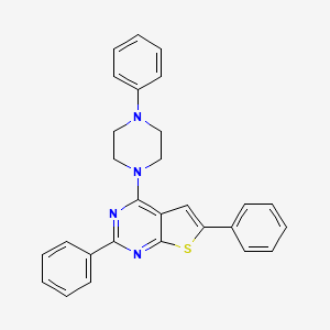 molecular formula C28H24N4S B11968899 2,6-Diphenyl-4-(4-phenylpiperazin-1-yl)thieno[2,3-d]pyrimidine 