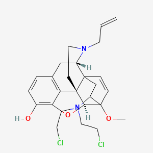 molecular formula C26H32Cl2N2O3 B1196891 14-[Bis(2-chloroethyl)amino]-7-methoxy-3-(prop-2-en-1-yl)-1,2,3,4,7,7a-hexahydro-4a,7-ethano-4,12-methano[1]benzofuro[3,2-e]isoquinolin-9-ol 