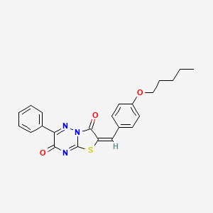 molecular formula C23H21N3O3S B11968918 (2E)-2-[4-(pentyloxy)benzylidene]-6-phenyl-7H-[1,3]thiazolo[3,2-b][1,2,4]triazine-3,7(2H)-dione 