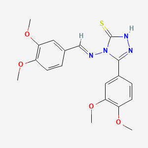 molecular formula C19H20N4O4S B11968964 5-(3,4-Dimethoxyphenyl)-4-{[(E)-(3,4-dimethoxyphenyl)methylidene]amino}-4H-1,2,4-triazol-3-YL hydrosulfide 