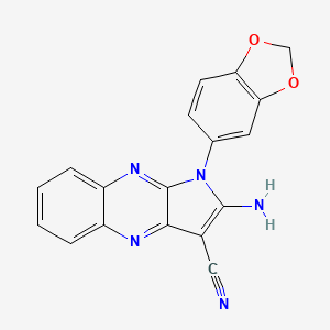 molecular formula C18H11N5O2 B11969005 2-Amino-1-(1,3-benzodioxol-5-YL)-1H-pyrrolo(2,3-B)quinoxaline-3-carbonitrile 