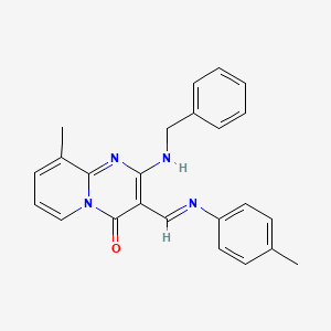 molecular formula C24H22N4O B11969023 2-(benzylamino)-9-methyl-3-{(E)-[(4-methylphenyl)imino]methyl}-4H-pyrido[1,2-a]pyrimidin-4-one 