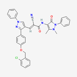 (2E)-3-(3-{4-[(2-Chlorobenzyl)oxy]phenyl}-1-phenyl-1H-pyrazol-4-YL)-2-cyano-N-(1,5-dimethyl-3-oxo-2-phenyl-2,3-dihydro-1H-pyrazol-4-YL)-2-propenamide