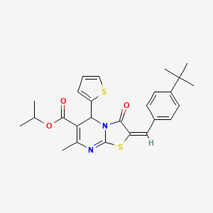 molecular formula C26H28N2O3S2 B11969077 isopropyl (2E)-2-(4-tert-butylbenzylidene)-7-methyl-3-oxo-5-(2-thienyl)-2,3-dihydro-5H-[1,3]thiazolo[3,2-a]pyrimidine-6-carboxylate 