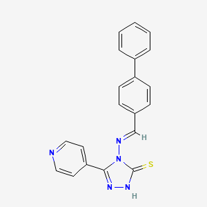 molecular formula C20H15N5S B11969094 4-{[(E)-[1,1'-biphenyl]-4-ylmethylidene]amino}-5-(4-pyridinyl)-4H-1,2,4-triazol-3-yl hydrosulfide 