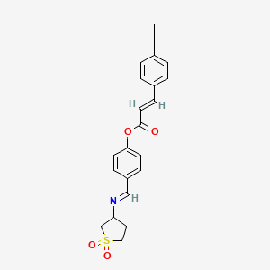 molecular formula C24H27NO4S B11969105 4-{(E)-[(1,1-dioxidotetrahydro-3-thienyl)imino]methyl}phenyl (2E)-3-(4-tert-butylphenyl)-2-propenoate 