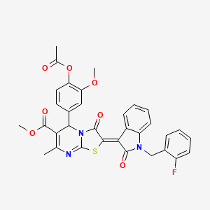 methyl (2Z)-5-[4-(acetyloxy)-3-methoxyphenyl]-2-[1-(2-fluorobenzyl)-2-oxo-1,2-dihydro-3H-indol-3-ylidene]-7-methyl-3-oxo-2,3-dihydro-5H-[1,3]thiazolo[3,2-a]pyrimidine-6-carboxylate