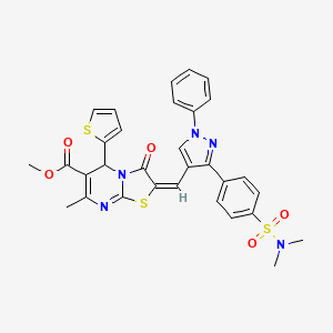 Methyl (2E)-2-[(3-{4-[(dimethylamino)sulfonyl]phenyl}-1-phenyl-1H-pyrazol-4-YL)methylene]-7-methyl-3-oxo-5-(2-thienyl)-2,3-dihydro-5H-[1,3]thiazolo[3,2-A]pyrimidine-6-carboxylate