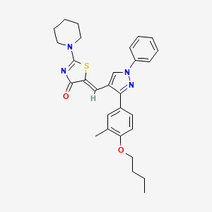 molecular formula C29H32N4O2S B11969157 (5Z)-5-{[3-(4-butoxy-3-methylphenyl)-1-phenyl-1H-pyrazol-4-yl]methylene}-2-(1-piperidinyl)-1,3-thiazol-4(5H)-one 