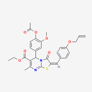 molecular formula C29H28N2O7S B11969224 ethyl (2E)-5-[4-(acetyloxy)-3-methoxyphenyl]-2-[4-(allyloxy)benzylidene]-7-methyl-3-oxo-2,3-dihydro-5H-[1,3]thiazolo[3,2-a]pyrimidine-6-carboxylate 