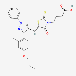 4-[(5Z)-5-{[3-(2-methyl-4-propoxyphenyl)-1-phenyl-1H-pyrazol-4-yl]methylidene}-4-oxo-2-thioxo-1,3-thiazolidin-3-yl]butanoic acid