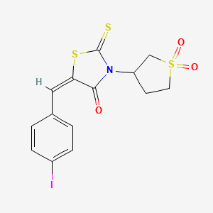 molecular formula C14H12INO3S3 B11969274 (5E)-3-(1,1-dioxidotetrahydro-3-thienyl)-5-(4-iodobenzylidene)-2-thioxo-1,3-thiazolidin-4-one 