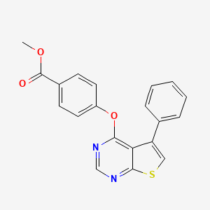 molecular formula C20H14N2O3S B11969305 Methyl 4-((5-phenylthieno(2,3-D)pyrimidin-4-YL)oxy)benzoate 