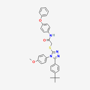 molecular formula C33H32N4O3S B11969379 2-{[5-(4-tert-butylphenyl)-4-(4-methoxyphenyl)-4H-1,2,4-triazol-3-yl]sulfanyl}-N-(4-phenoxyphenyl)acetamide 