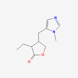 molecular formula C11H16N2O2 B1196940 2(3H)-呋喃酮，3-乙基二氢-4-[(1-甲基-1H-咪唑-5-基)甲基]-, (3S-顺式)- 