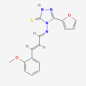 molecular formula C16H14N4O2S B11969404 5-(2-furyl)-4-{[(E,2E)-3-(2-methoxyphenyl)-2-propenylidene]amino}-4H-1,2,4-triazol-3-yl hydrosulfide 