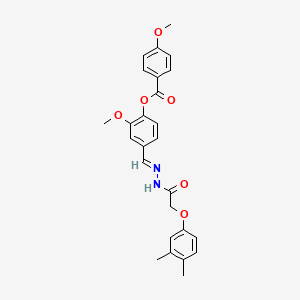 4-[(E)-{2-[(3,4-dimethylphenoxy)acetyl]hydrazinylidene}methyl]-2-methoxyphenyl 4-methoxybenzoate