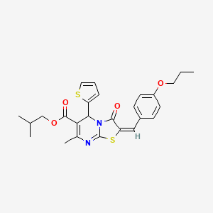 isobutyl (2E)-7-methyl-3-oxo-2-(4-propoxybenzylidene)-5-(2-thienyl)-2,3-dihydro-5H-[1,3]thiazolo[3,2-a]pyrimidine-6-carboxylate