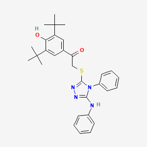 molecular formula C30H34N4O2S B11969449 1-(3,5-di-tert-butyl-4-hydroxyphenyl)-2-{[4-phenyl-5-(phenylamino)-4H-1,2,4-triazol-3-yl]sulfanyl}ethanone 