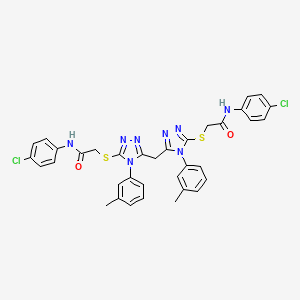 2-{[5-{[5-{[2-(4-Chloroanilino)-2-oxoethyl]sulfanyl}-4-(3-methylphenyl)-4H-1,2,4-triazol-3-YL]methyl}-4-(3-methylphenyl)-4H-1,2,4-triazol-3-YL]sulfanyl}-N-(4-chlorophenyl)acetamide