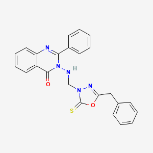 molecular formula C24H19N5O2S B11969576 3-(((5-benzyl-2-thioxo-1,3,4-oxadiazol-3(2H)-yl)methyl)amino)-2-phenylquinazolin-4(3H)-one 