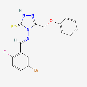 molecular formula C16H12BrFN4OS B11969602 4-{[(E)-(5-bromo-2-fluorophenyl)methylidene]amino}-5-(phenoxymethyl)-4H-1,2,4-triazole-3-thiol 