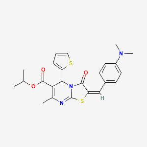 molecular formula C24H25N3O3S2 B11969646 isopropyl (2E)-2-[4-(dimethylamino)benzylidene]-7-methyl-3-oxo-5-(2-thienyl)-2,3-dihydro-5H-[1,3]thiazolo[3,2-a]pyrimidine-6-carboxylate 