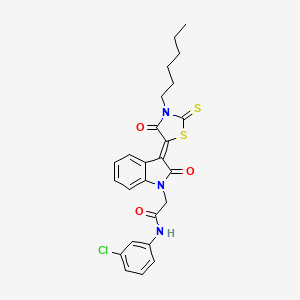 N-(3-chlorophenyl)-2-[(3Z)-3-(3-hexyl-4-oxo-2-thioxo-1,3-thiazolidin-5-ylidene)-2-oxo-2,3-dihydro-1H-indol-1-yl]acetamide