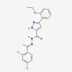 molecular formula C20H18Cl2N4O2 B11969690 N'-(1-(2,4-Dichlorophenyl)ethylidene)-5-(2-ethoxyphenyl)-1H-pyrazole-3-carbohydrazide CAS No. 303107-78-0