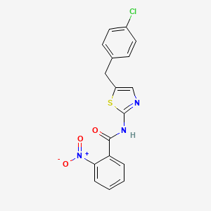 molecular formula C17H12ClN3O3S B11969701 N-(5-(4-Chlorobenzyl)-1,3-thiazol-2-YL)-2-nitrobenzamide 