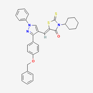 (5Z)-5-({3-[4-(benzyloxy)phenyl]-1-phenyl-1H-pyrazol-4-yl}methylene)-3-cyclohexyl-2-thioxo-1,3-thiazolidin-4-one