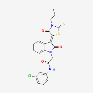 N-(3-chlorophenyl)-2-[(3Z)-2-oxo-3-(4-oxo-3-propyl-2-thioxo-1,3-thiazolidin-5-ylidene)-2,3-dihydro-1H-indol-1-yl]acetamide