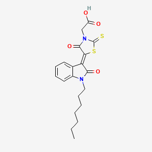 [(5Z)-5-(1-heptyl-2-oxo-1,2-dihydro-3H-indol-3-ylidene)-4-oxo-2-thioxo-1,3-thiazolidin-3-yl]acetic acid