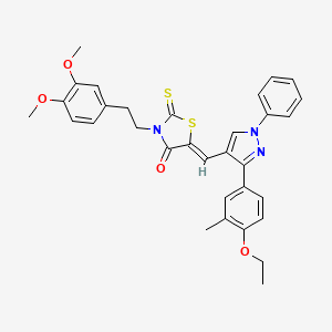 (5Z)-3-[2-(3,4-Dimethoxyphenyl)ethyl]-5-{[3-(4-ethoxy-3-methylphenyl)-1-phenyl-1H-pyrazol-4-YL]methylene}-2-thioxo-1,3-thiazolidin-4-one