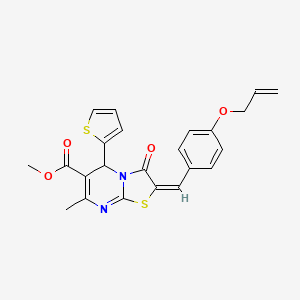 molecular formula C23H20N2O4S2 B11969852 methyl (2E)-2-[4-(allyloxy)benzylidene]-7-methyl-3-oxo-5-(2-thienyl)-2,3-dihydro-5H-[1,3]thiazolo[3,2-a]pyrimidine-6-carboxylate 