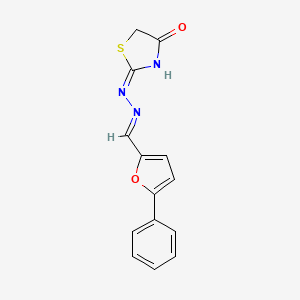 (2E)-2-{(2E)-[(5-phenylfuran-2-yl)methylidene]hydrazinylidene}-1,3-thiazolidin-4-one