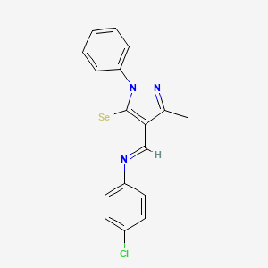 molecular formula C17H13ClN3Se B11969906 4-(((4-Chlorophenyl)amino)methylene)-3-methyl-1-phenyl-1H-pyrazole-5(4H)-selenone CAS No. 109576-79-6