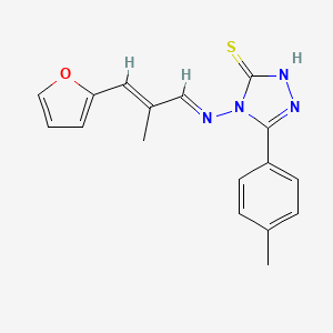 molecular formula C17H16N4OS B11969917 4-{[(1E,2E)-3-(furan-2-yl)-2-methylprop-2-en-1-ylidene]amino}-5-(4-methylphenyl)-2,4-dihydro-3H-1,2,4-triazole-3-thione 