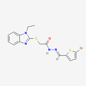 molecular formula C16H15BrN4OS2 B11969936 N'-[(E)-(5-bromothiophen-2-yl)methylidene]-2-[(1-ethyl-1H-benzimidazol-2-yl)sulfanyl]acetohydrazide 