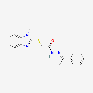 molecular formula C18H18N4OS B11969991 2-[(1-methyl-1H-benzimidazol-2-yl)sulfanyl]-N'-[(1E)-1-phenylethylidene]acetohydrazide 