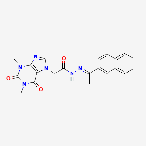 2-(1,3-dimethyl-2,6-dioxo-1,2,3,6-tetrahydro-7H-purin-7-yl)-N'-[(1E)-1-(naphthalen-2-yl)ethylidene]acetohydrazide