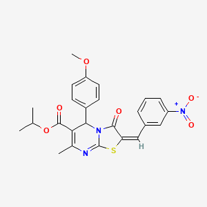 molecular formula C25H23N3O6S B11970034 Isopropyl (2E)-5-(4-methoxyphenyl)-7-methyl-2-(3-nitrobenzylidene)-3-oxo-2,3-dihydro-5H-[1,3]thiazolo[3,2-A]pyrimidine-6-carboxylate 