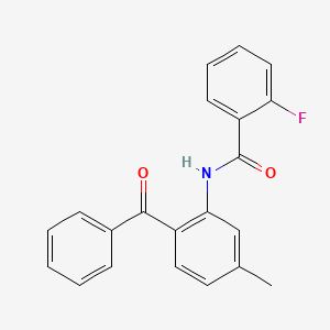 molecular formula C21H16FNO2 B11970111 N-(2-benzoyl-5-methylphenyl)-2-fluorobenzamide CAS No. 303092-18-4