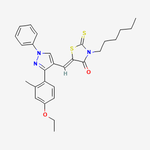 molecular formula C28H31N3O2S2 B11970129 (5Z)-5-{[3-(4-ethoxy-2-methylphenyl)-1-phenyl-1H-pyrazol-4-yl]methylene}-3-hexyl-2-thioxo-1,3-thiazolidin-4-one 