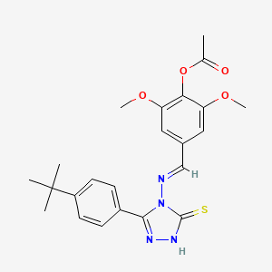 4-((E)-{[3-(4-Tert-butylphenyl)-5-sulfanyl-4H-1,2,4-triazol-4-YL]imino}methyl)-2,6-dimethoxyphenyl acetate