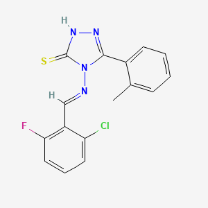 4-{[(E)-(2-chloro-6-fluorophenyl)methylidene]amino}-5-(2-methylphenyl)-2,4-dihydro-3H-1,2,4-triazole-3-thione