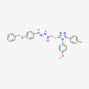 N'-{(E)-[4-(benzyloxy)phenyl]methylidene}-2-{[4-(4-methoxyphenyl)-5-(4-methylphenyl)-4H-1,2,4-triazol-3-yl]sulfanyl}acetohydrazide